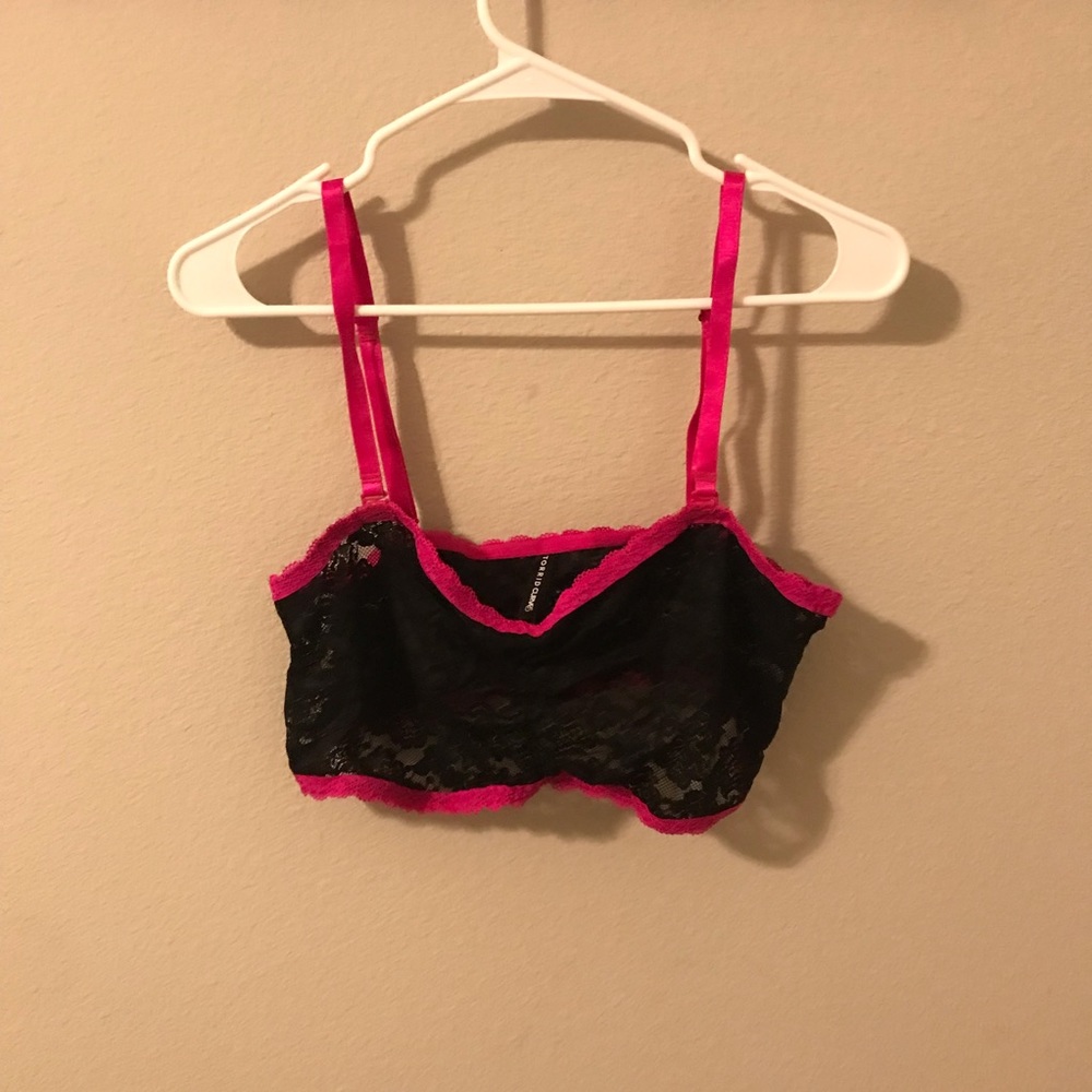 Black and Pink Lace Bralette TORRID